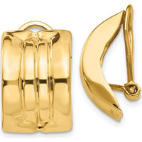 14K Yellow Gold J-Hoop Omega Clip Non-Pierced Earrings by Oro Pregiato