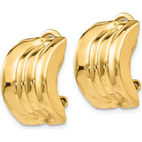 14K Yellow Gold J-Hoop Omega Clip Non-Pierced Earrings by Oro Pregiato