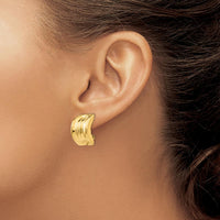 14K Yellow Gold J-Hoop Omega Clip Non-Pierced Earrings by Oro Pregiato