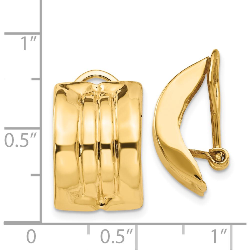 14K Yellow Gold J-Hoop Omega Clip Non-Pierced Earrings by Oro Pregiato