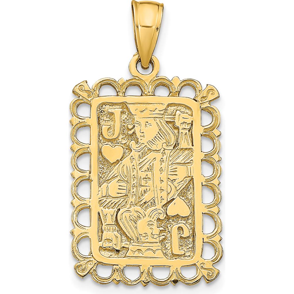 14K Yellow Gold Jack of Hearts Playing Card Charm - Textured Finish by Oro Pregiato