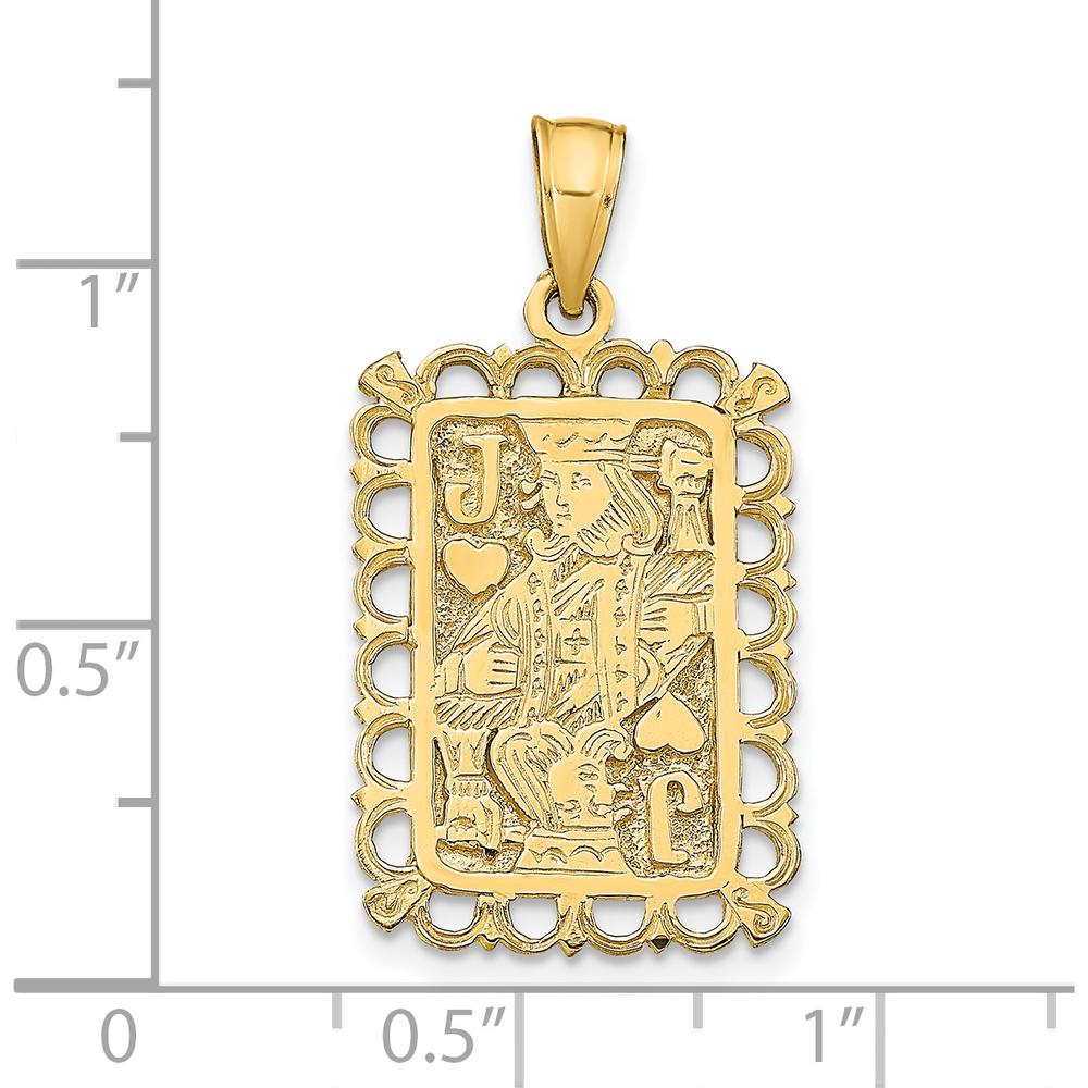 14K Yellow Gold Jack of Hearts Playing Card Charm - Textured Finish by Oro Pregiato