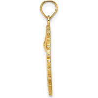 14K Yellow Gold Jamaica Bird in Circle Pendant Charm - Tropical Island-Inspired Jewelry by Oro Pregiato