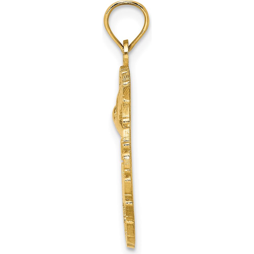 14K Yellow Gold Jamaica Bird in Circle Pendant Charm - Tropical Island-Inspired Jewelry by Oro Pregiato