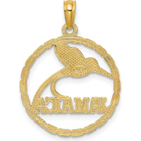 14K Yellow Gold Jamaica Bird in Circle Pendant Charm - Tropical Island-Inspired Jewelry by Oro Pregiato