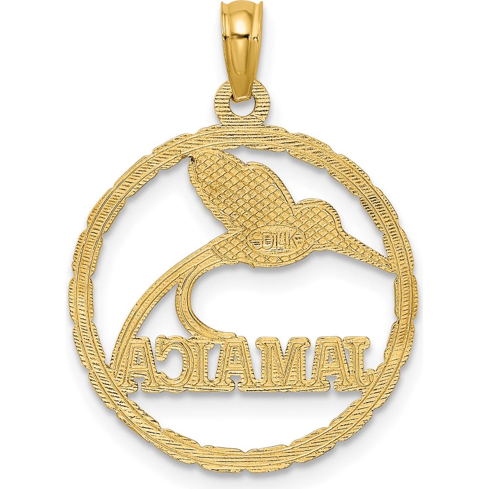 14K Yellow Gold Jamaica Bird in Circle Pendant Charm - Tropical Island-Inspired Jewelry by Oro Pregiato