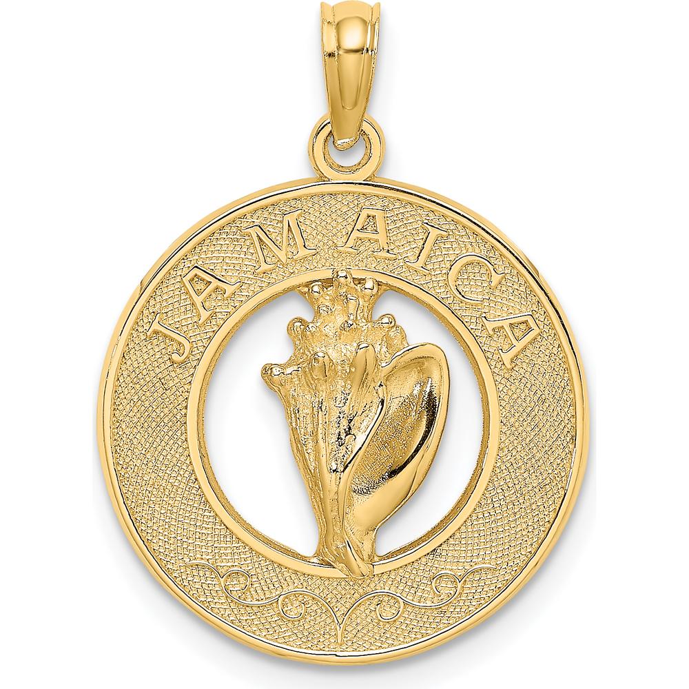 14K Yellow Gold Jamaica Circle Pendant with Conch Shell Charm by Oro Pregiato