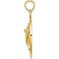 14K Yellow Gold Jamaica Circle Pendant with Conch Shell Charm by Oro Pregiato