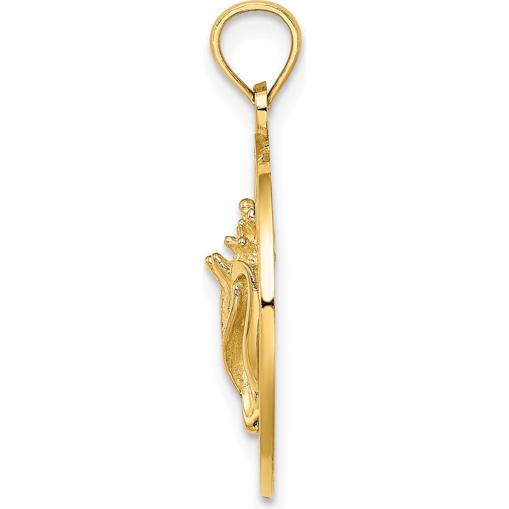 14K Yellow Gold Jamaica Circle Pendant with Conch Shell Charm by Oro Pregiato