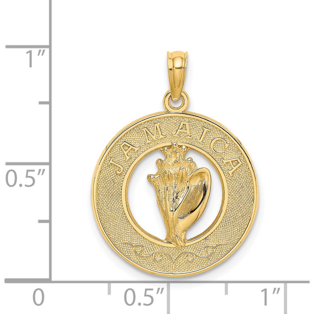 14K Yellow Gold Jamaica Circle Pendant with Conch Shell Charm by Oro Pregiato