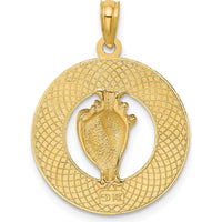 14K Yellow Gold Jamaica Circle Pendant with Conch Shell Charm by Oro Pregiato