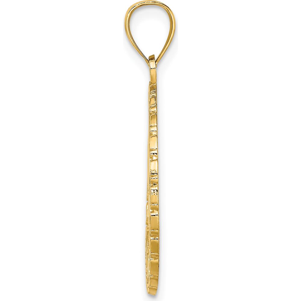 14K Yellow Gold Jamaica Dolphins Disk Charm - Textured Finish by Oro Pregiato