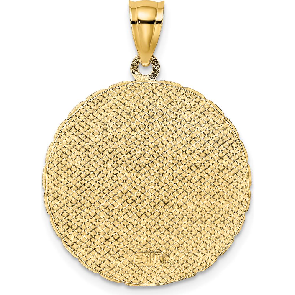 14K Yellow Gold Jamaica Dolphins Disk Charm - Textured Finish by Oro Pregiato