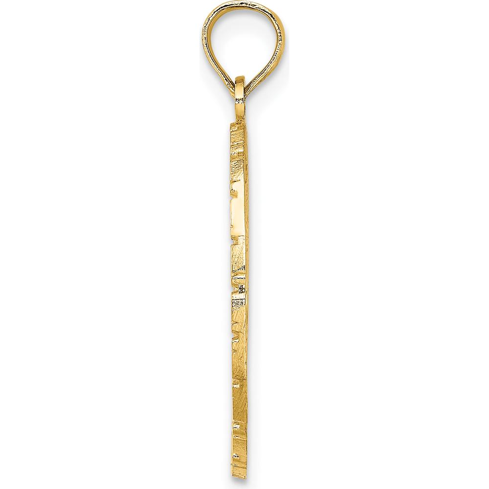 14K Yellow Gold Jamaica Hummingbird and Flower Pendant - Cultural Motif Charm by Oro Pregiato