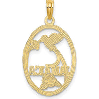 14K Yellow Gold Jamaica Hummingbird and Flower Pendant - Cultural Motif Charm by Oro Pregiato