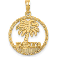 14K Yellow Gold Jamaica Palm Tree Circle Charm Pendant by Oro Pregiato