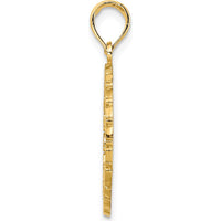 14K Yellow Gold Jamaica Palm Tree Circle Charm Pendant by Oro Pregiato