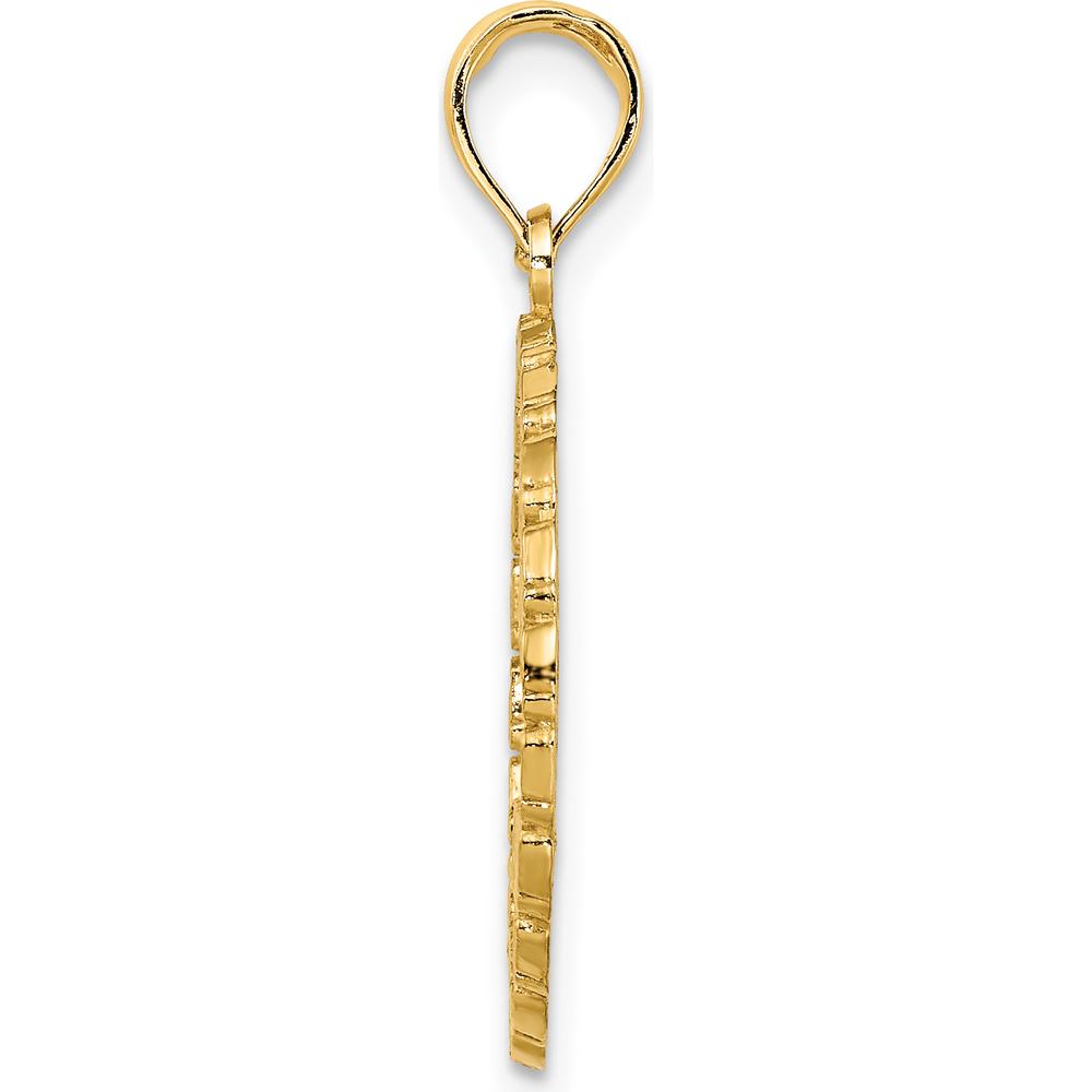 14K Yellow Gold Jamaica Palm Tree Circle Charm Pendant by Oro Pregiato