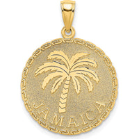 14K Yellow Gold Jamaica Palm Tree Disk Charm Pendant by Oro Pregiato