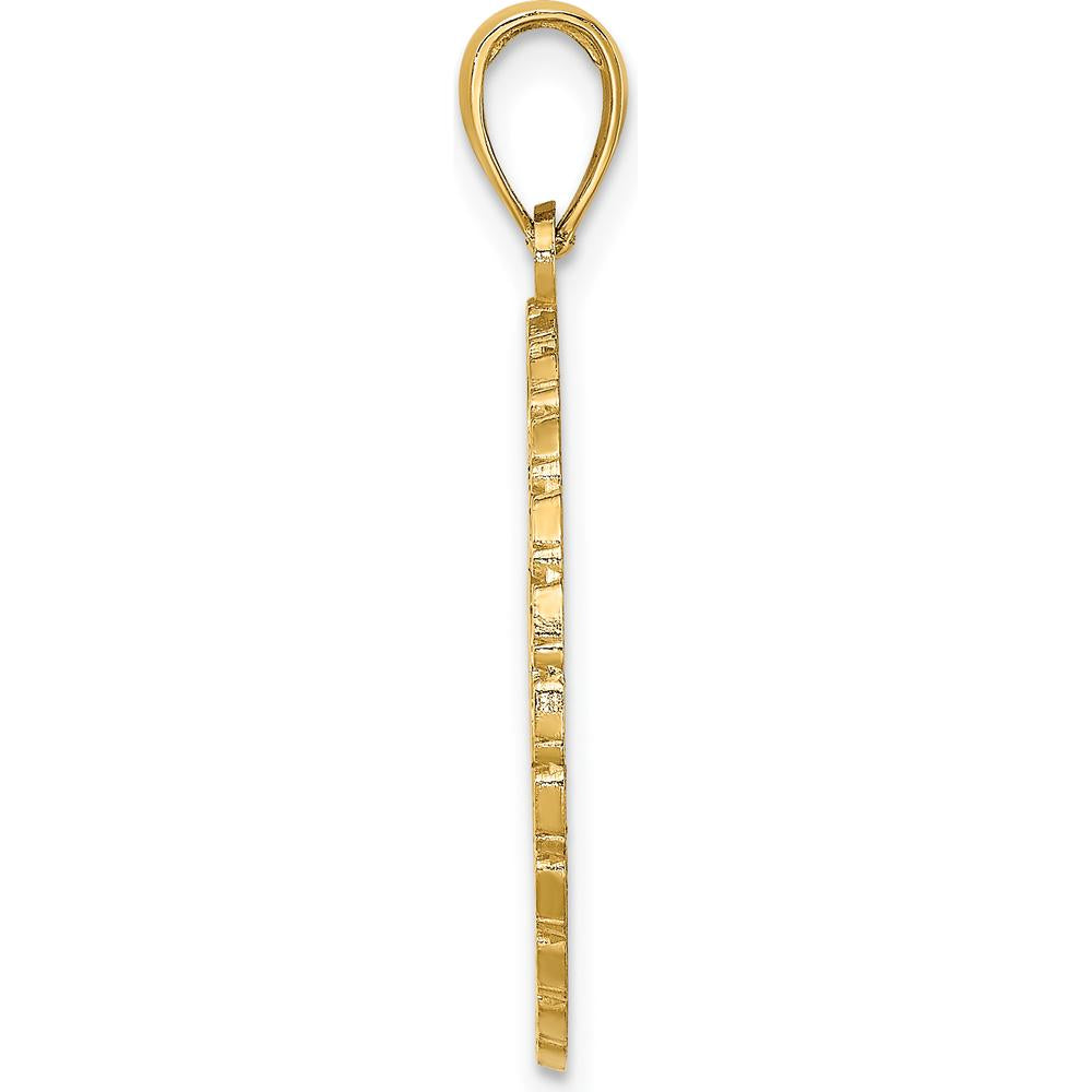 14K Yellow Gold Jamaica Palm Tree Disk Charm Pendant by Oro Pregiato