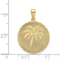 14K Yellow Gold Jamaica Palm Tree Disk Charm Pendant by Oro Pregiato