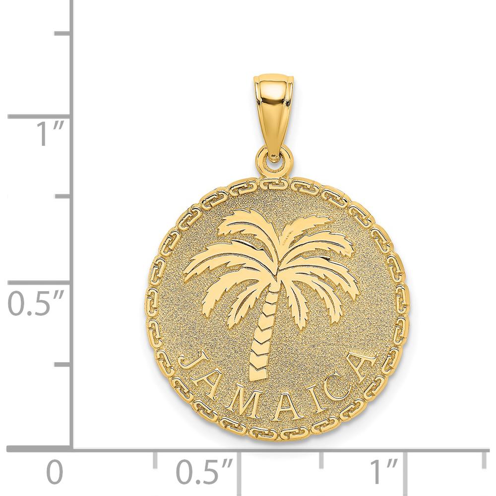 14K Yellow Gold Jamaica Palm Tree Disk Charm Pendant by Oro Pregiato