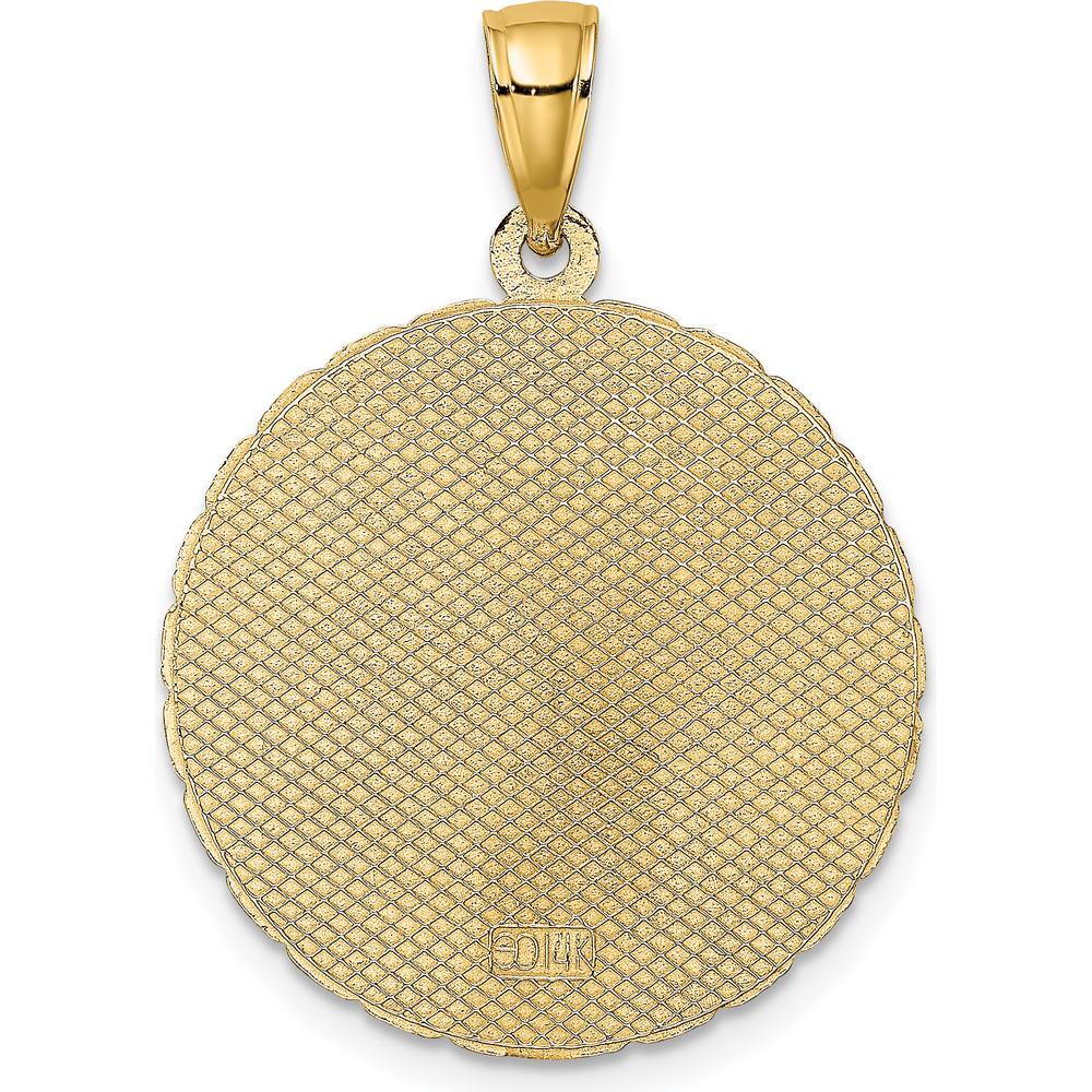 14K Yellow Gold Jamaica Palm Tree Disk Charm Pendant by Oro Pregiato