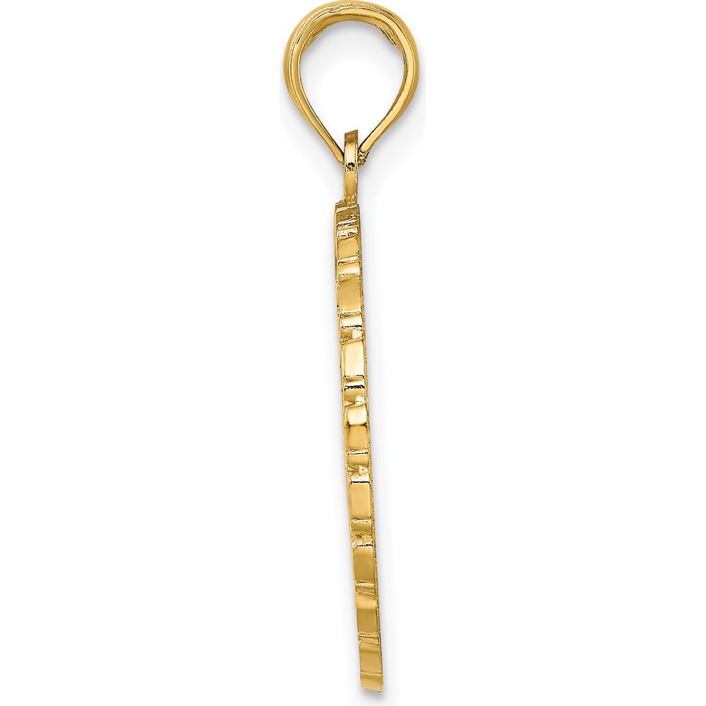 14K Yellow Gold Jamaica Palm Tree Disk Charm - Tropical Island Pendant by Oro Pregiato