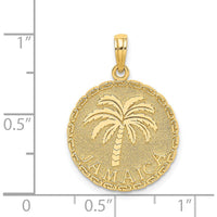 14K Yellow Gold Jamaica Palm Tree Disk Charm - Tropical Island Pendant by Oro Pregiato