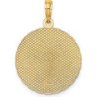 14K Yellow Gold Jamaica Palm Tree Disk Charm - Tropical Island Pendant by Oro Pregiato