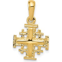 14K Yellow Gold Jerusalem Cross Charm - Reversible and Textured Design by Oro Pregiato