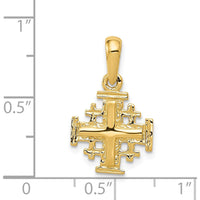 14K Yellow Gold Jerusalem Cross Charm - Reversible and Textured Design by Oro Pregiato