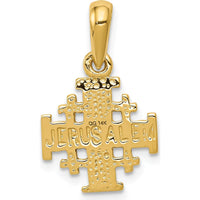 14K Yellow Gold Jerusalem Cross Charm - Reversible and Textured Design by Oro Pregiato