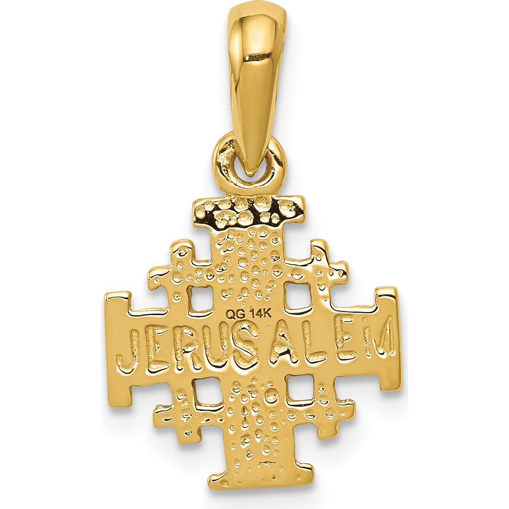 14K Yellow Gold Jerusalem Cross Charm - Reversible and Textured Design by Oro Pregiato