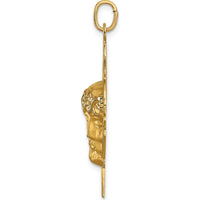 14K Yellow Gold Jesus Medal Cross Pendant with Polished and Satin Finish by Oro Pregiato