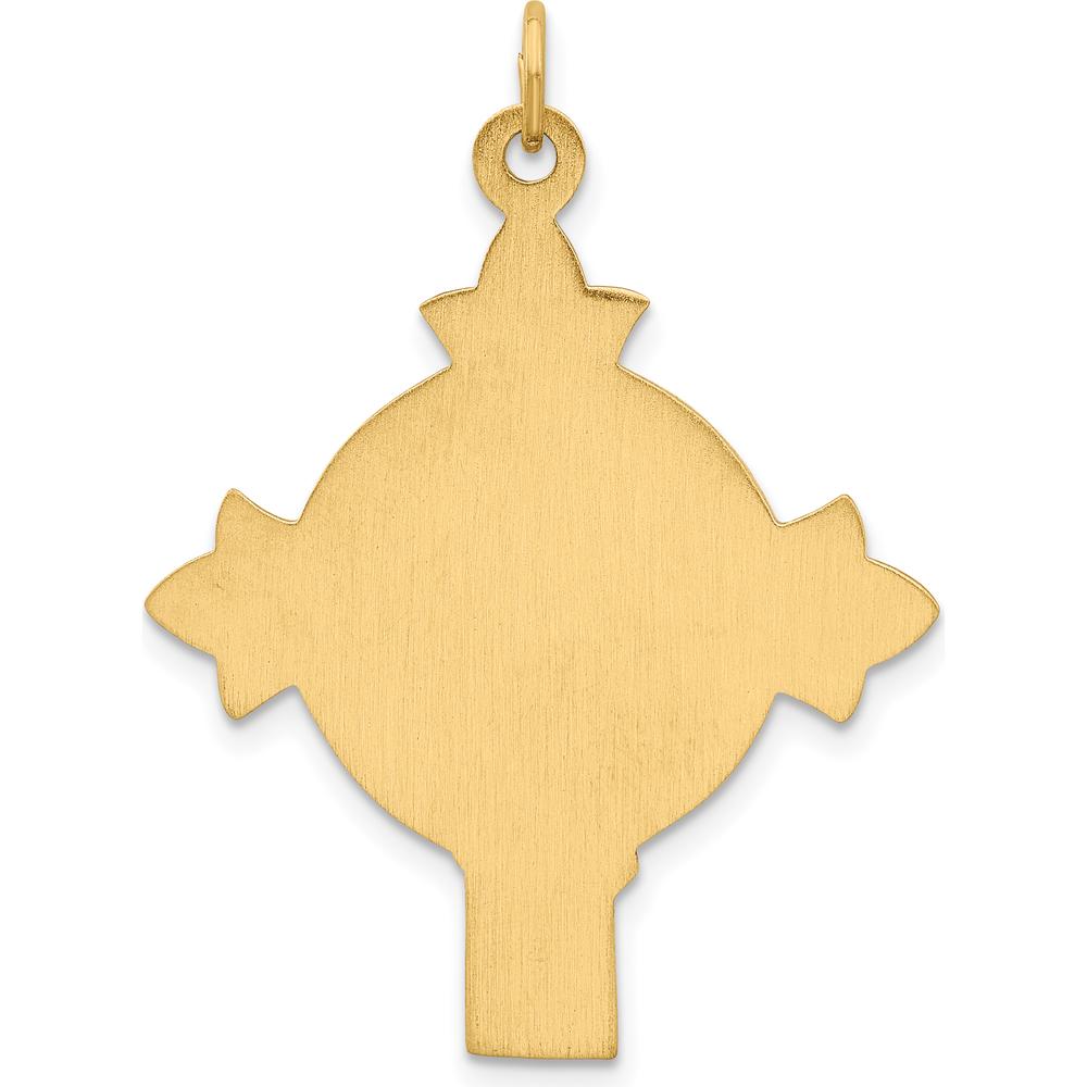 14K Yellow Gold Jesus Medal Cross Pendant with Polished and Satin Finish by Oro Pregiato