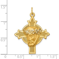 14K Yellow Gold Jesus Medal Cross Pendant with Polished and Satin Finish by Oro Pregiato