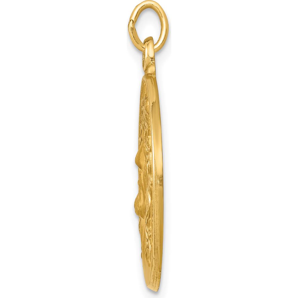 14K Yellow Gold Jesus Medal Pendant - Die Struck Solid Gold Design by Oro Pregiato