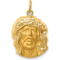 14K Yellow Gold Jesus Medal Pendant with Polished and Satin Finish by Oro Pregiato