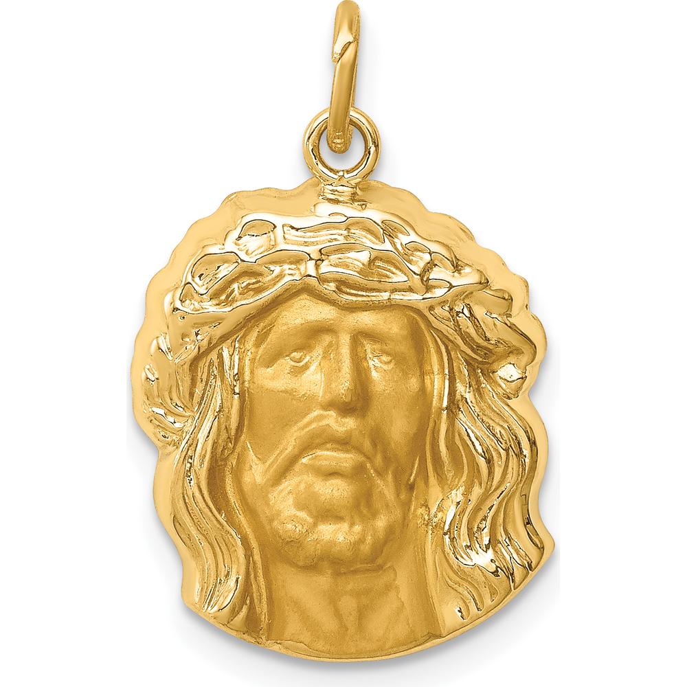 14K Yellow Gold Jesus Medal Pendant with Polished and Satin Finish by Oro Pregiato
