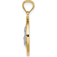 14K Yellow Gold Jesus Pendant with Greek Key Design and White Rhodium Plating by Oro Pregiato
