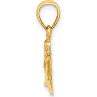 14K Yellow Gold Jet Ski Pendant Charm - Polished Textured Nautical Design by Oro Pregiato
