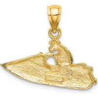 14K Yellow Gold Jet Ski Pendant Charm - Polished Textured Nautical Design by Oro Pregiato