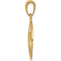 14K Yellow Gold Jewish Chai in Star of David Round Pendant - 25mm Length, 17mm Width by Oro Pregiato