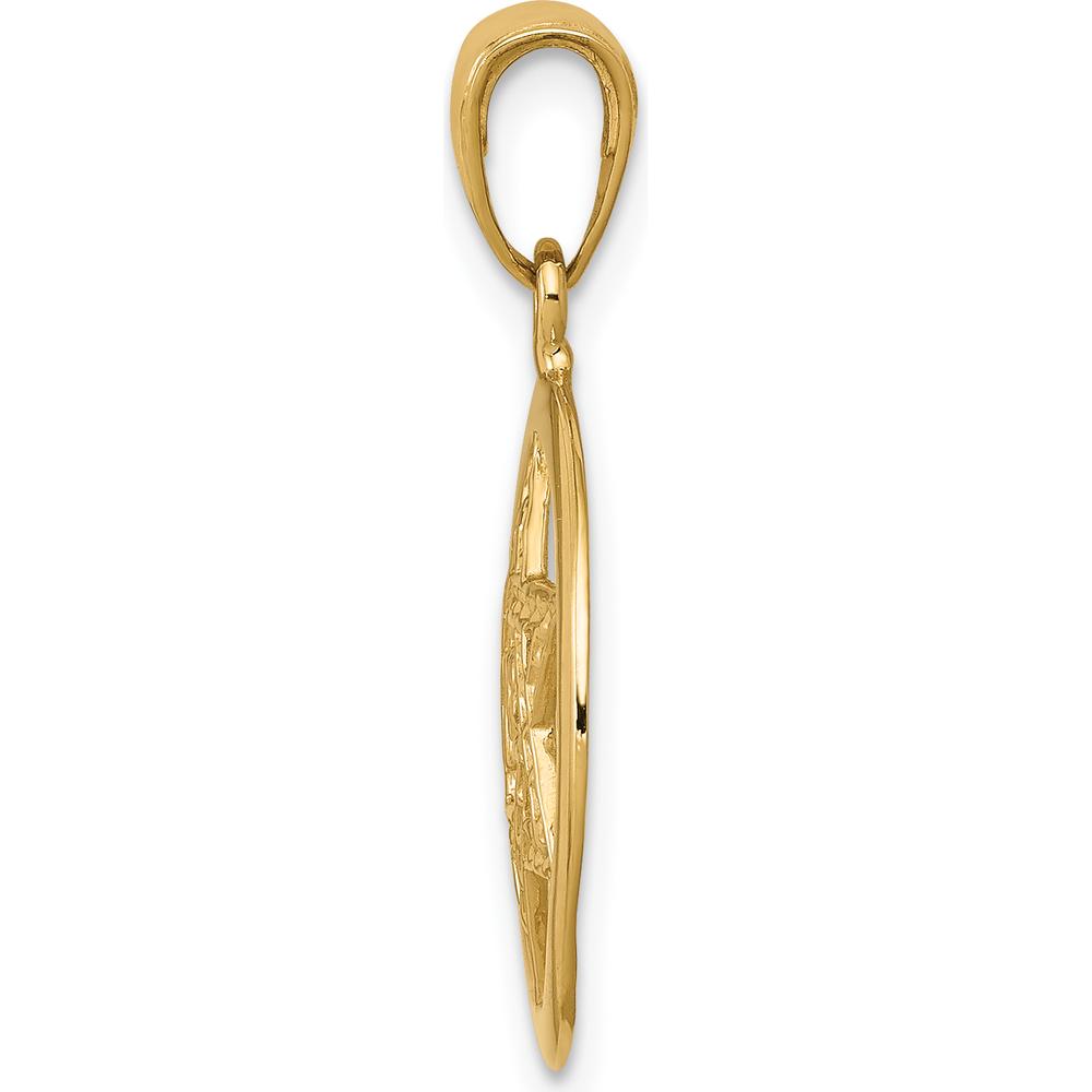 14K Yellow Gold Jewish Chai in Star of David Round Pendant - 25mm Length, 17mm Width by Oro Pregiato