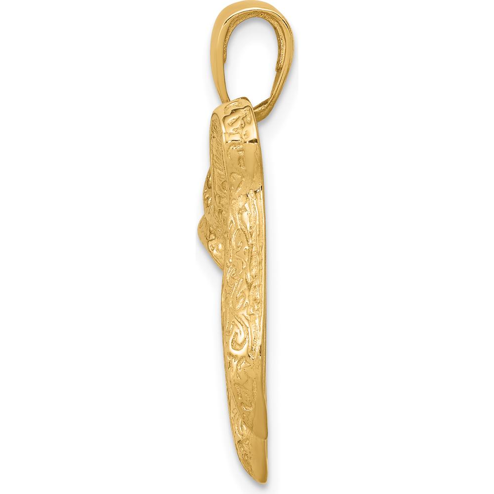 14K Yellow Gold Jewish Chai (Long Life) Pendant with Textured Finish - 27mm Length by Oro Pregiato