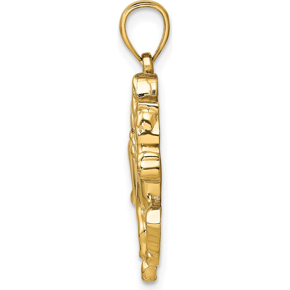 14K Yellow Gold Jockey on Horse Themed Pendant Charm - 30.4mm Length by Oro Pregiato