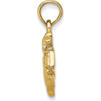 14K Yellow Gold Jockey on Jumping Horse Charm - Polished Finish by Oro Pregiato