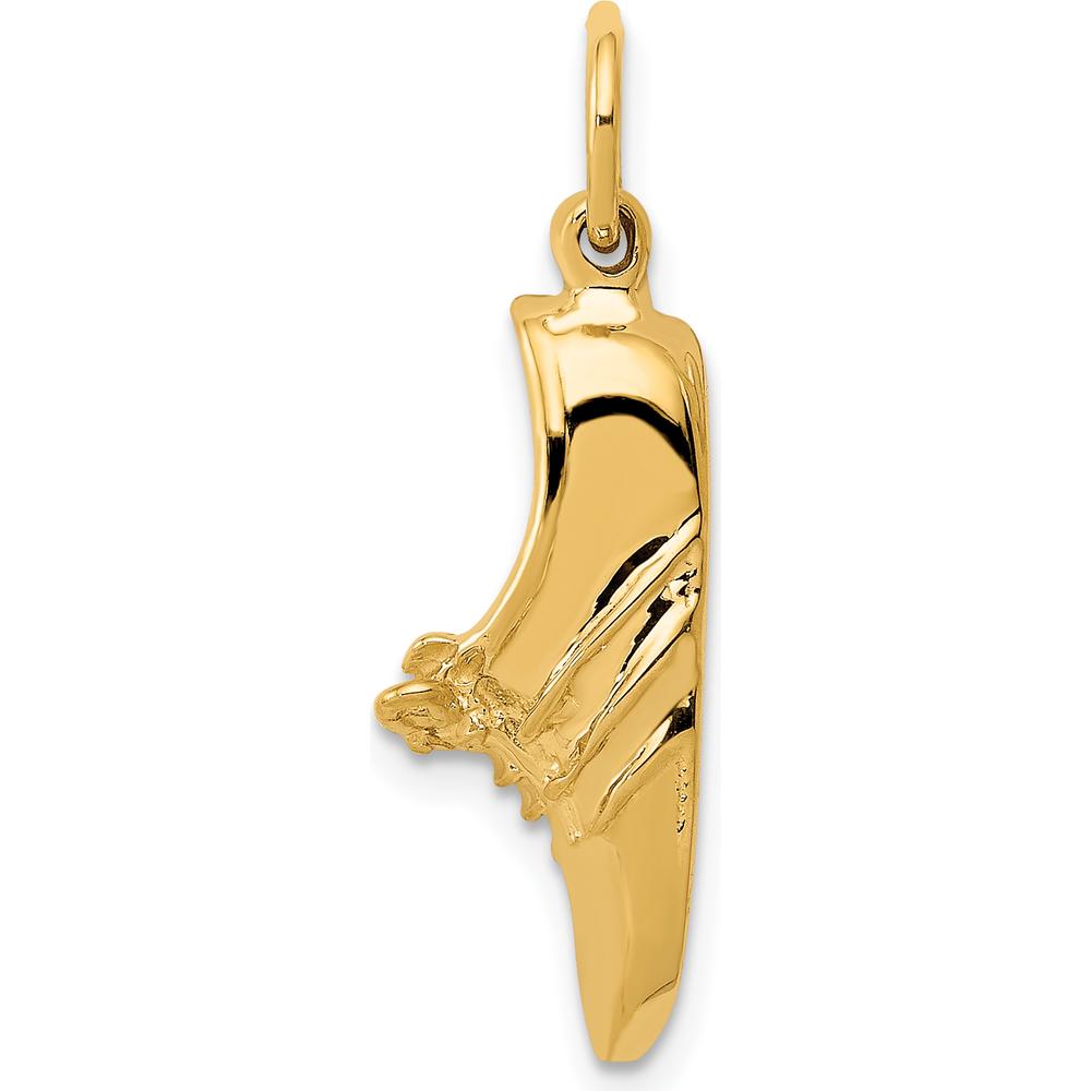 14K Yellow Gold Jogging Shoe Pendant Charm - Textured Active Lifestyle Jewelry
