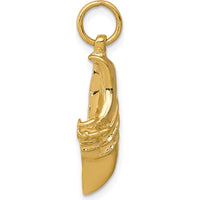 14K Yellow Gold Jogging Shoe Pendant Charm - Textured Active Lifestyle Jewelry